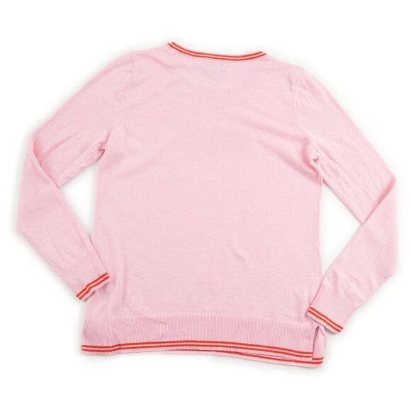 OLD NAVY pink "Love" sweater w/ red trim size S - Picture 3 of 9